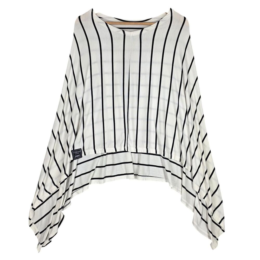 MILKMAID GOODS WOMEN'S STRIPED NURSING COVER PONCHO – WHITE/BLACK – ONE SIZE